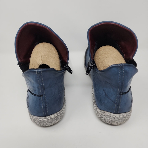 Rieker Liv 82 Blue Side Zip Faux Leather Ankle Boot Size 40 (8.5/9) - Picture 6 of 13